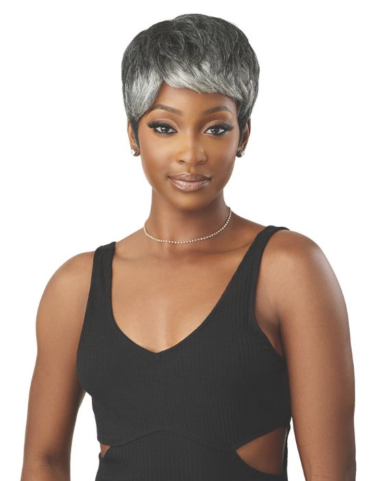 Fab & Fly Grey Glamour Arlette human hair wig front view