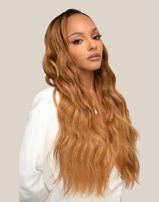 Feme 2-in-1 Lexi synthetic half wig and ponytail front view hair down